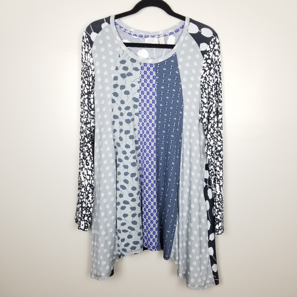 LOGO Lori Goldstein multi print top, size L